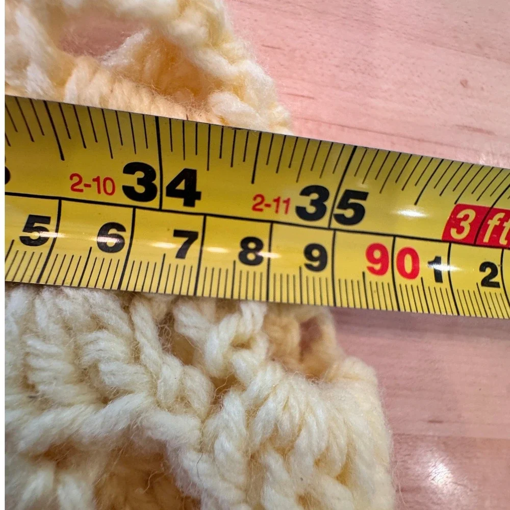 Handmade Crochet Blanket Baby‎ Yellow Cream Boho Afghan Cozy Vintage 45
